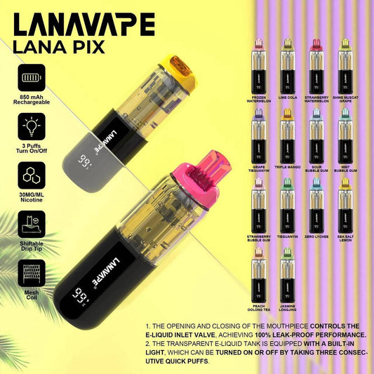 拉娜LANA PIX 閃光彈 20000口｜15ML 可充電電子煙｜油芯分離／折疊吸嘴 超大口數